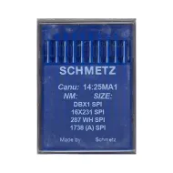 Set 10 ace de cusut cu butuc subtire pentru masini de cusut industriale simple, Schmetz, varf ascutit - SPI