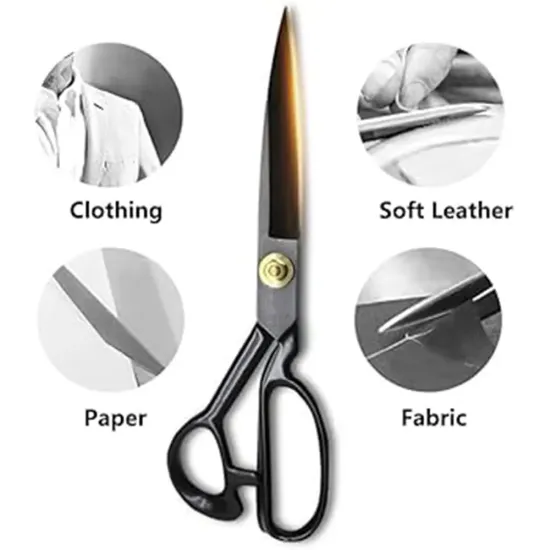 Foarfeca de croitorie de uz casnic si profesional cu lama dreapta, maner negru, otel carbon inoxidabil, manere inegale, Strong H, 31cm (12″)