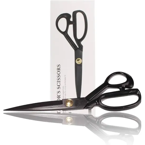 Foarfeca de croitorie de uz casnic si profesional cu lama dreapta, maner negru, otel carbon inoxidabil, manere inegale, Strong H, 31cm (12″)